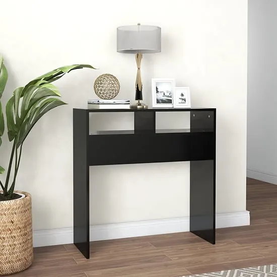 Karis Console Table with 2 Shelves - Black, Chipboard image