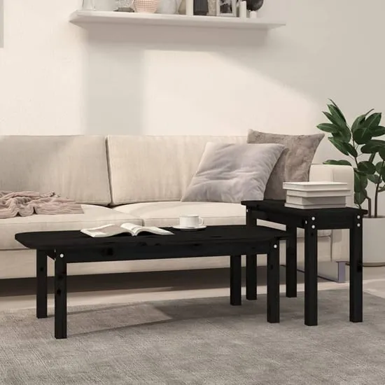 Karis Nesting Coffee Table Set - Black, Pine