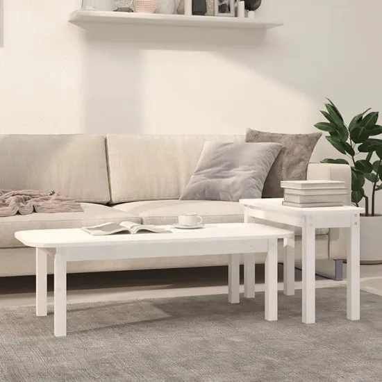 Karis Nesting Coffee Table Set - White, Pine