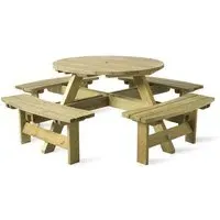 Karkby Round 8 Seater Picnic Dining Set - Natural, Timber