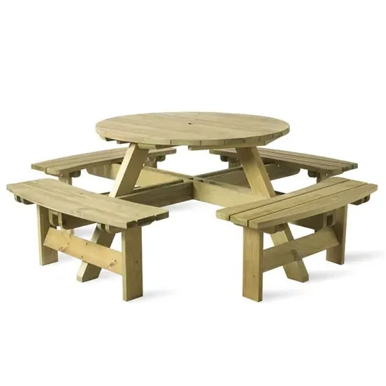 Karkby Round 8 Seater Picnic Dining Set - Natural, Timber image