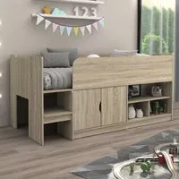 Karlstad Mid Sleeper with Cupboard - Oak, MDF alternate view
