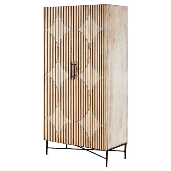 Karot 2 Door Wardrobe - Light Grey, Elm Wood