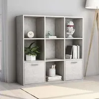 Kasen Bookcase with 2 Doors - Concrete Effect, Chipboard