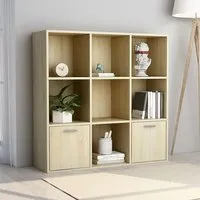 Kasen Bookcase with 2 Doors - Sonoma Oak, Chipboard