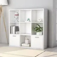 Kasen Bookcase with 2 Doors - White, Chipboard