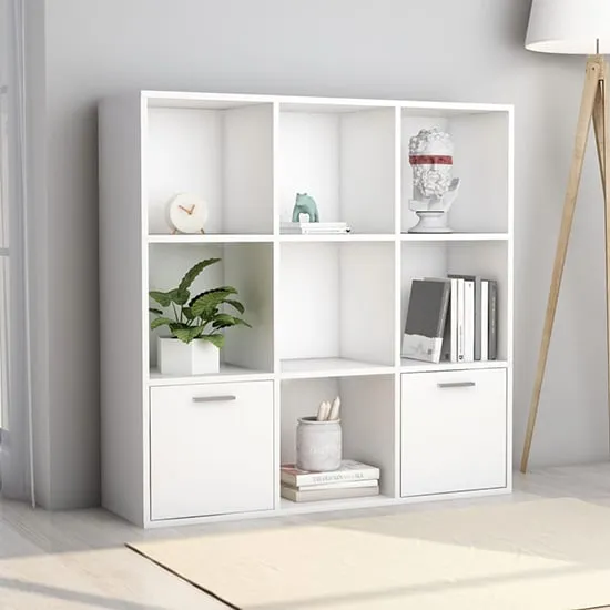 Kasen Bookcase with 2 Doors - White, Chipboard