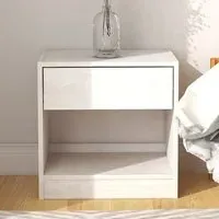 Kasia Bedside Cabinet with 1 Drawer - White, Pinewood