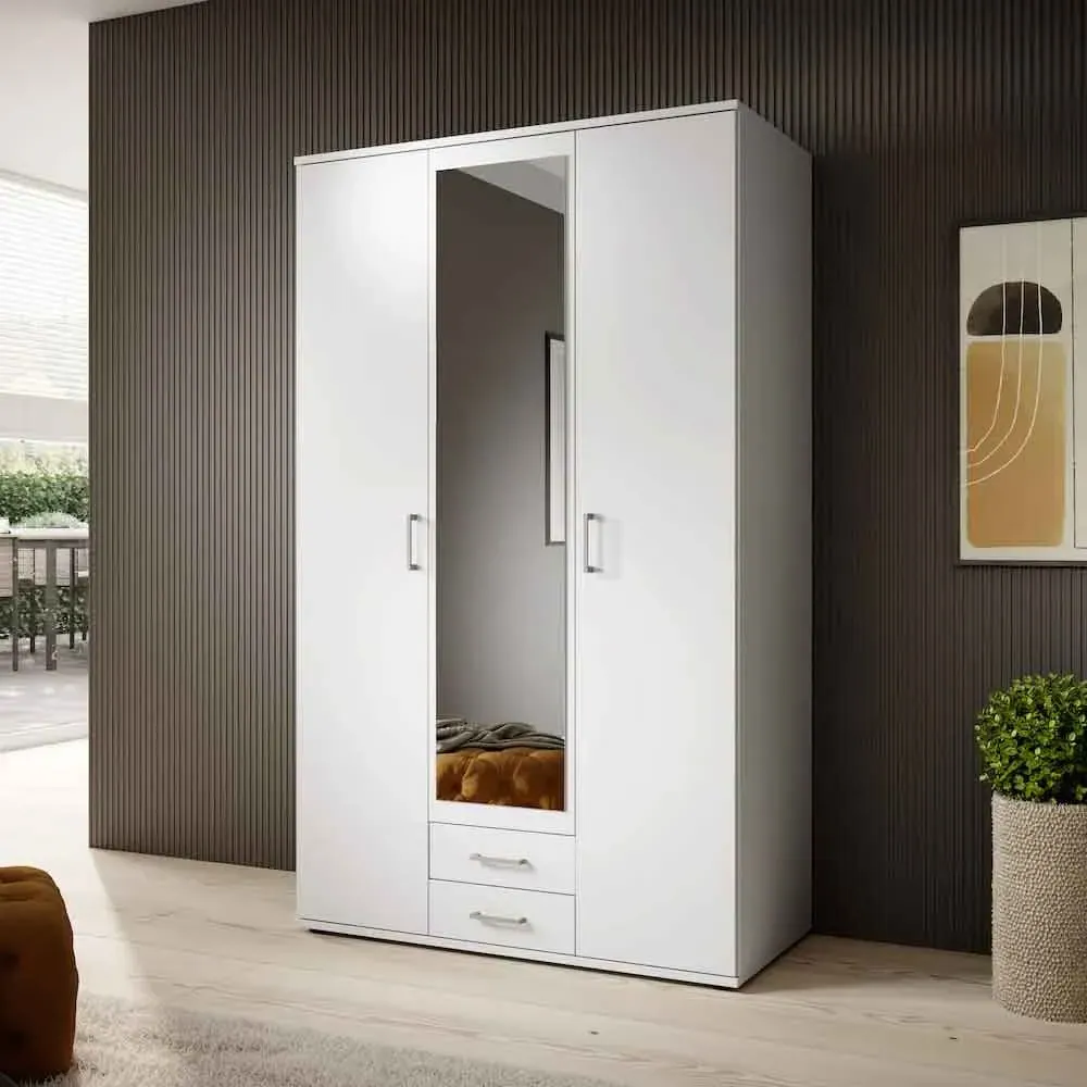 Kasper 2-Door Wardrobe with Drawers - White