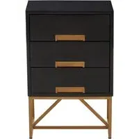 Kassel Side Table with 3 Drawers - Black, Mango Wood