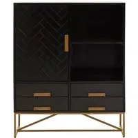 Kassel Sideboard 1 Door 4 Drawers - Black, Mango Wood alternate view