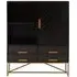 Kassel Sideboard with 1 Door 4 Drawers - Black, Mango Wood