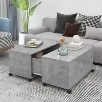 Katashi Coffee Table with Castors and Storage - Concrete