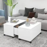 Katashi Coffee Table with Castors and Storage - White