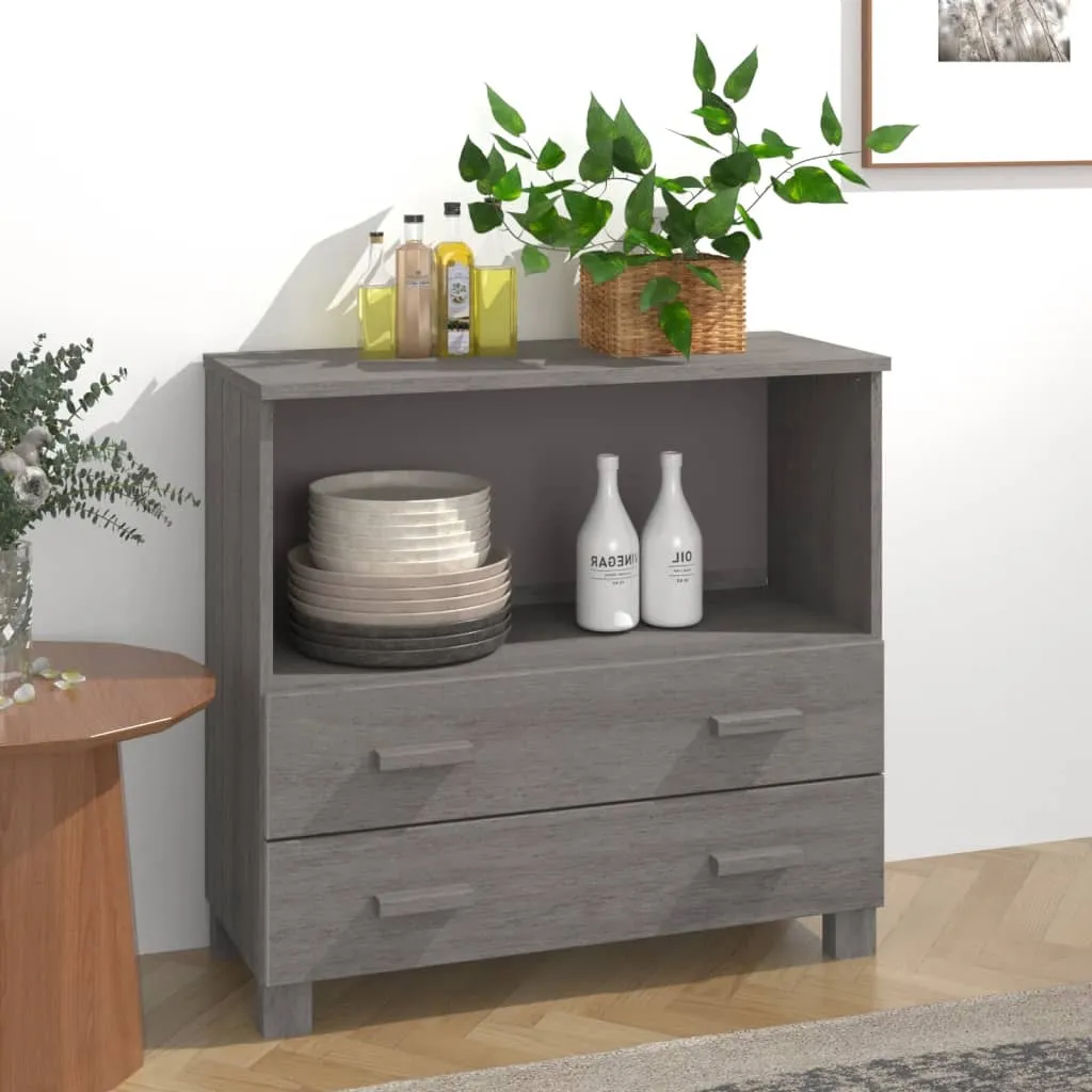 Kathy Sideboard with 2 Drawers - Light Grey, Pinewood