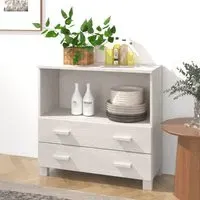 Kathy Sideboard with 2 Drawers - White, Pinewood