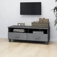 Kathy TV Stand with 2 Drawers - Dark Grey, Pinewood