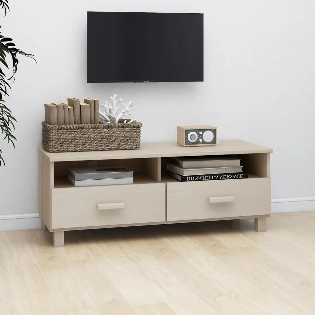 Kathy TV Stand with 2 Drawers - Honey Brown, Pinewood