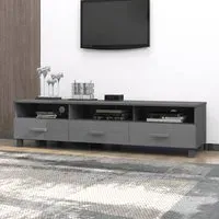 Kathy TV Stand with 3 Drawers - Dark Grey, Pinewood