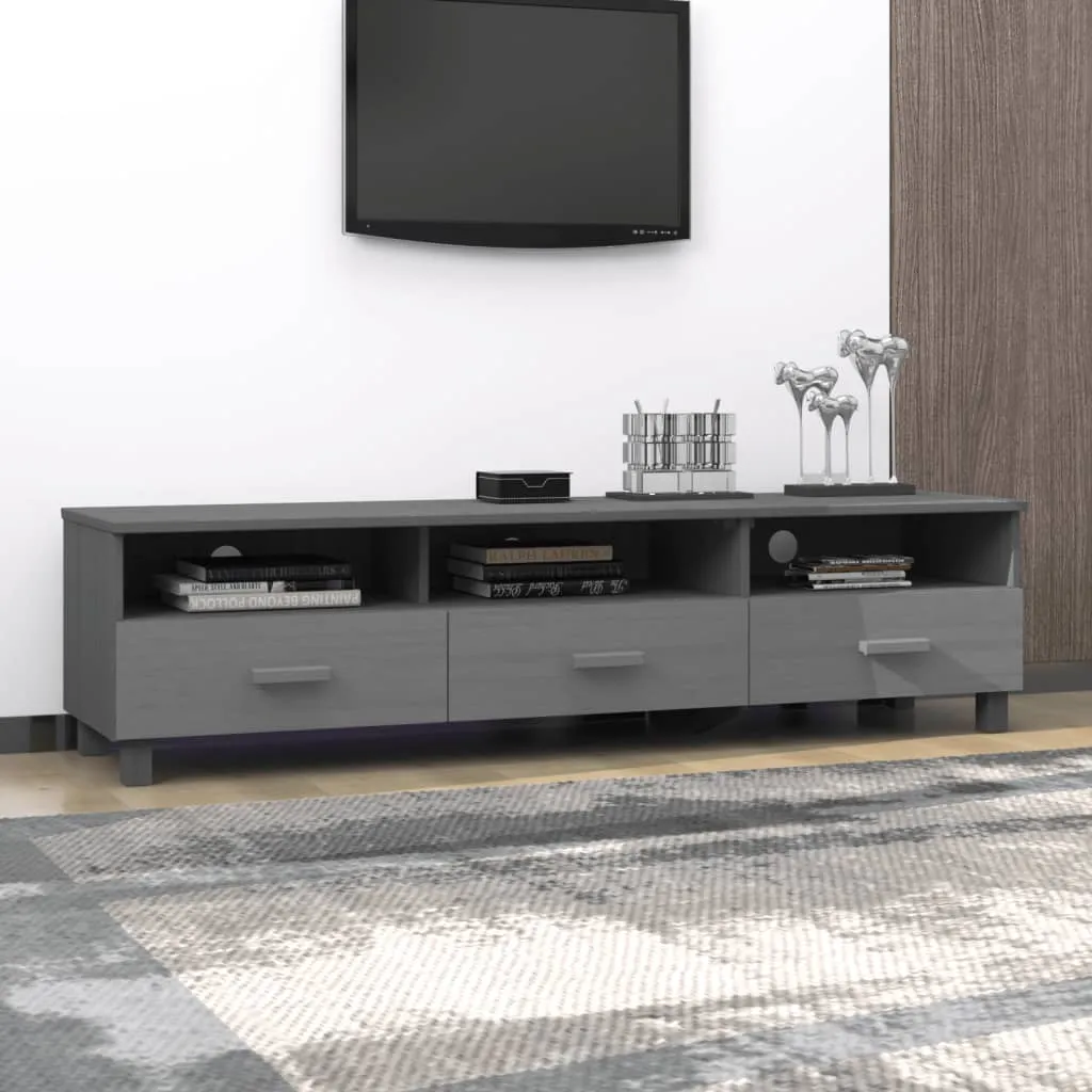 Kathy TV Stand with 3 Drawers - Dark Grey, Pinewood