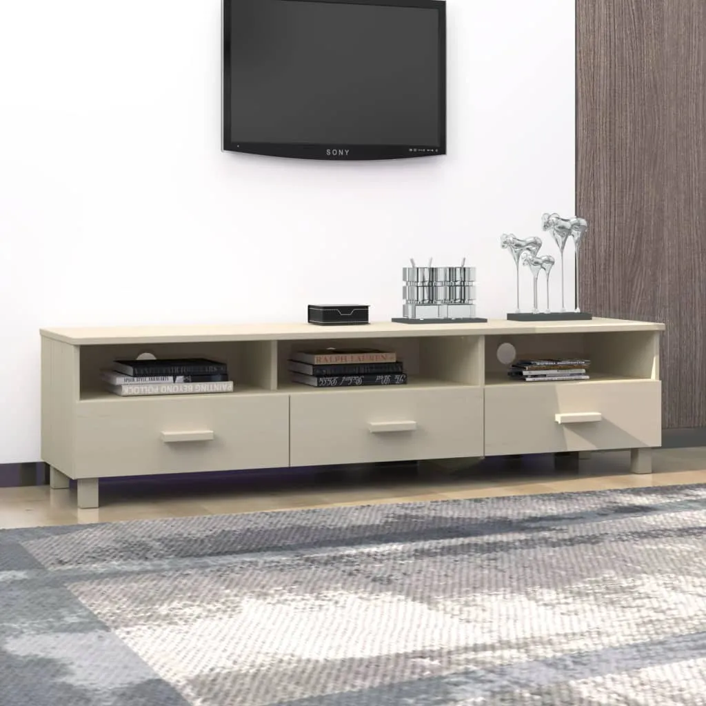 Kathy TV Stand with 3 Drawers - Honey Brown, Pinewood
