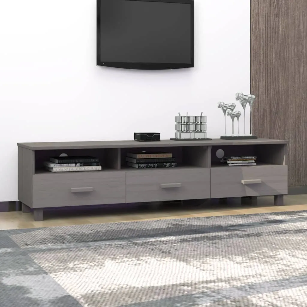 Kathy TV Stand with 3 Drawers - Light Grey, Pinewood