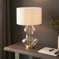 Katonah Clear Glass Table Lamp - White, Brass