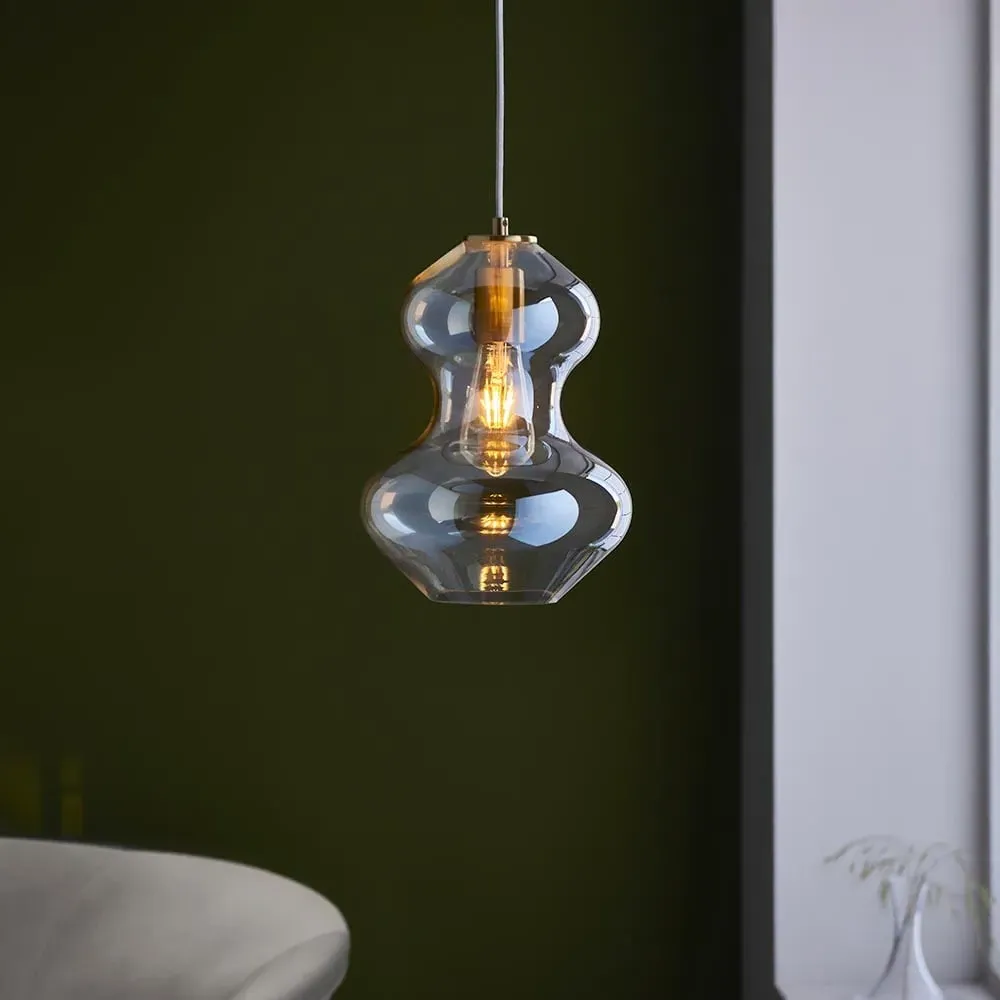 Katonah Lustre Glass Pendant Light - Champagne, Satin Brass