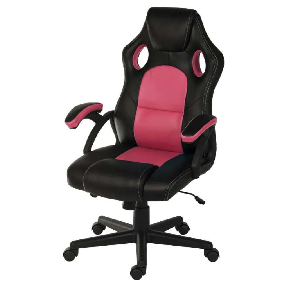 Katy Leather Office Chair with Gas Lift - Black, Leather