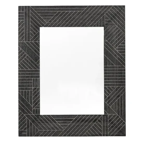 Kavala Rectangular Wall Mirror - Black, Wood