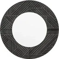 Kavala Round Wall Mirror - Black, Wood