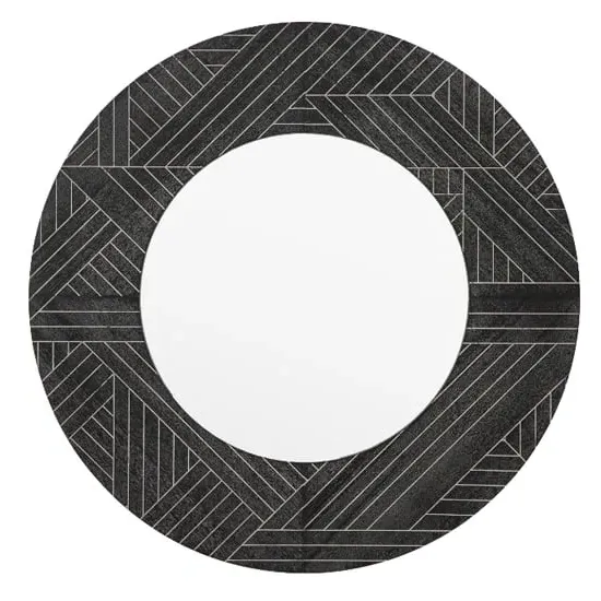 Kavala Round Wall Mirror - Black, Wood image
