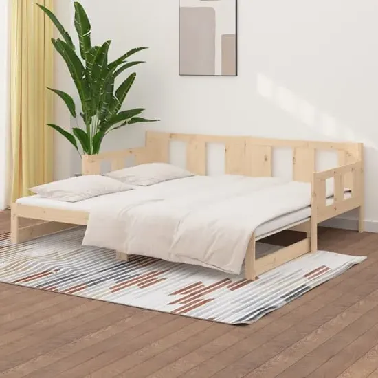 Kayin Single Day Bed with Pull-Out Trundle - Natural, Pine image