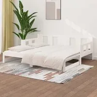 Kayin Single Day Bed with Pull-Out Trundle - White, Pine
