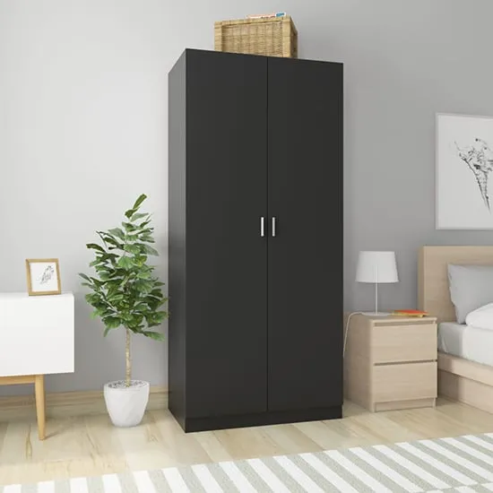 Kaylor 2-Door Wardrobe - Black, Chipboard