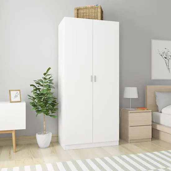 Kaylor 2-Door Wardrobe - White, Chipboard image
