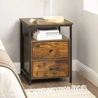 Kearney 2 Drawer Bedside Cabinet - Rustic Brown