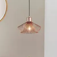 Kearney Metal Caged Pendant Ceiling Light - Copper