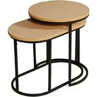 Kearney Nest of 2 Tables with Black Frame - Brown, Wood