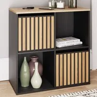 Kearney Storage Cabinet with 4 Shelves - Black, Oak alternate view