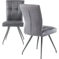 Kebrila Dining Chairs in Pair - Grey, Faux Leather