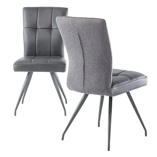 Kebrila Dining Chairs in Pair - Grey, Faux Leather image