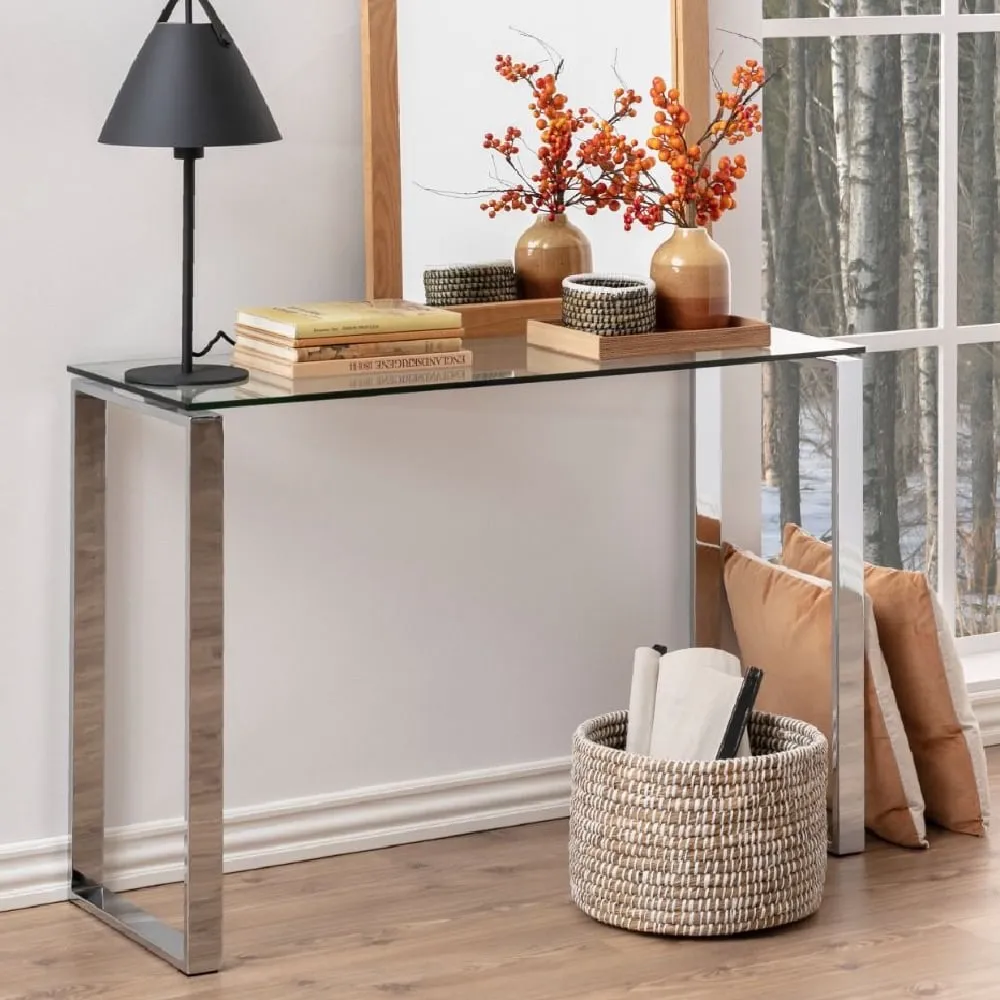 Keene Console Table - Clear Glass, Chrome image