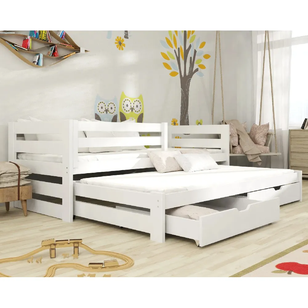Keene Day Bed with Trundle and Bonnell Mattress - White