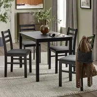 Keene Dining Table and 4 Chairs Set - Black, Wood alternate view