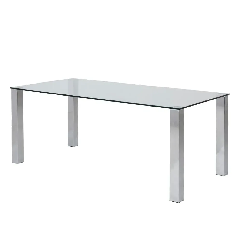 Keene Glass Dining Table with Chrome Legs - Clear