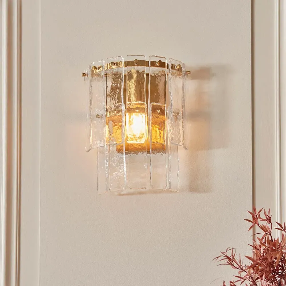Keene Handmade Glass Wall Light - Brushed Aged Brass