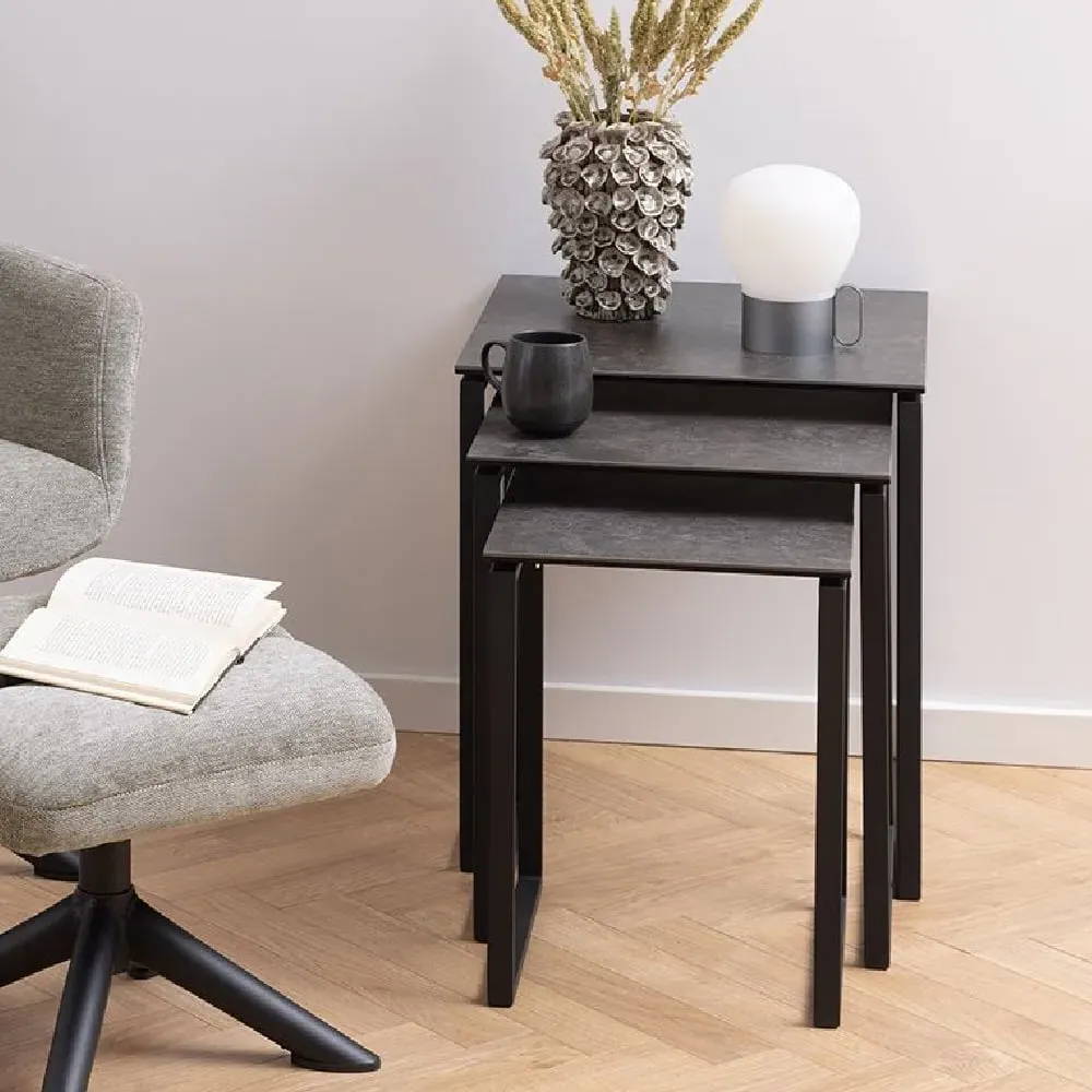 Keene Nest of 3 Tables - Black, Ceramic product