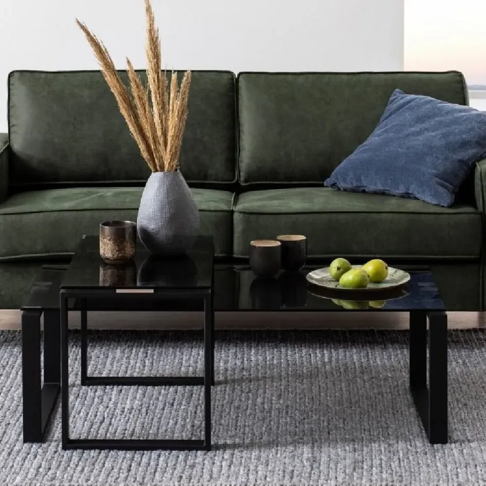 Keene Nesting Coffee Table - Black, Smoked Glass