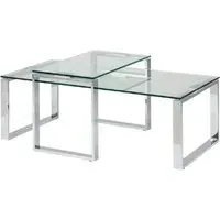 Keene Nesting Coffee Table - Clear Glass, Chrome